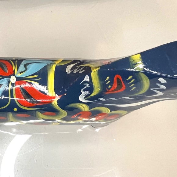 Nils Olsson Blue Dala Wood Swedish Horse 7” Inch Carved Hand Painted Vintage - Picture 9 of 16